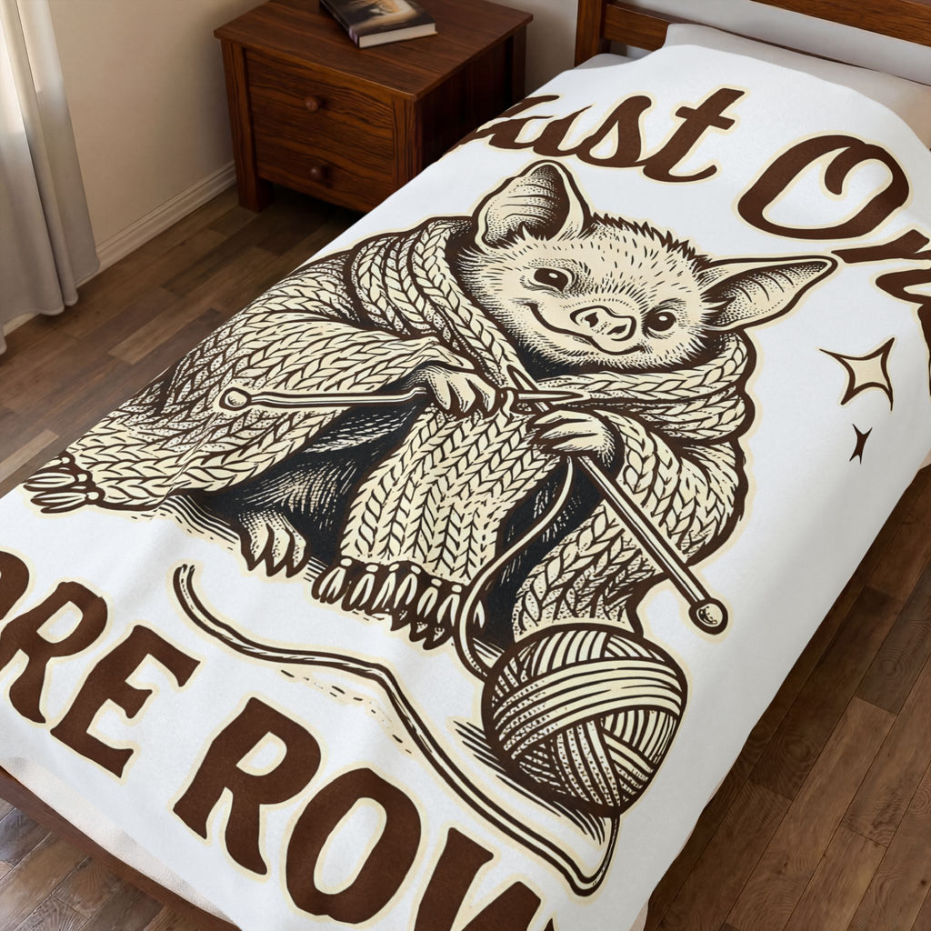 Bat Needlework Blanket Cute Crafts Gift Women Vintage Blanket Embroidery Blanket Adorable Fan Retro Blanket Crafting Graphic Doodle Wool Ball