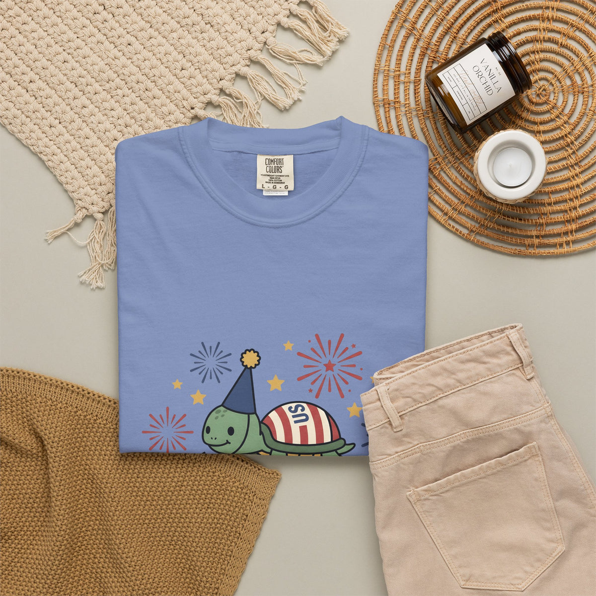 Turtle Celebration Hat T-Shirt 4th Of July Usa Gift Women Sweet T-Shirt Turtle Hat T-Shirt Independence Day Fan Patriotic T-Shirt American Graphic