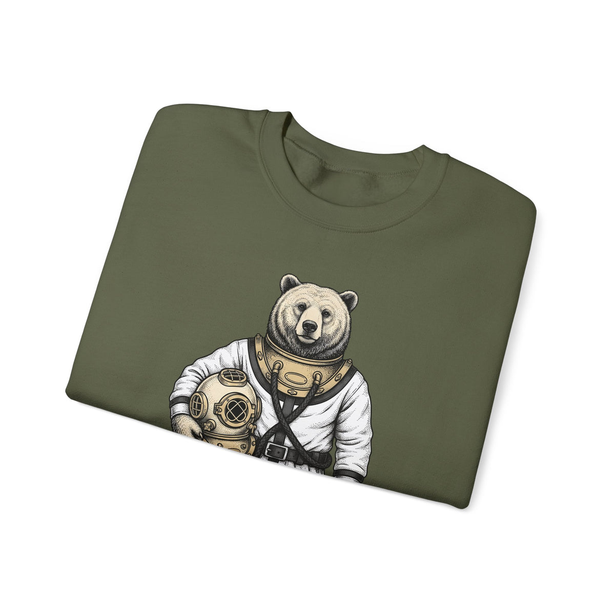 Bear Snorkeling Sweatshirt Funny Nature Gift Women Classic Sweatshirt Grizzly Sweatshirt Humor Fan Vintage Sweatshirt Wildlife Graphic Ink Diving Helmet Sweatshirt