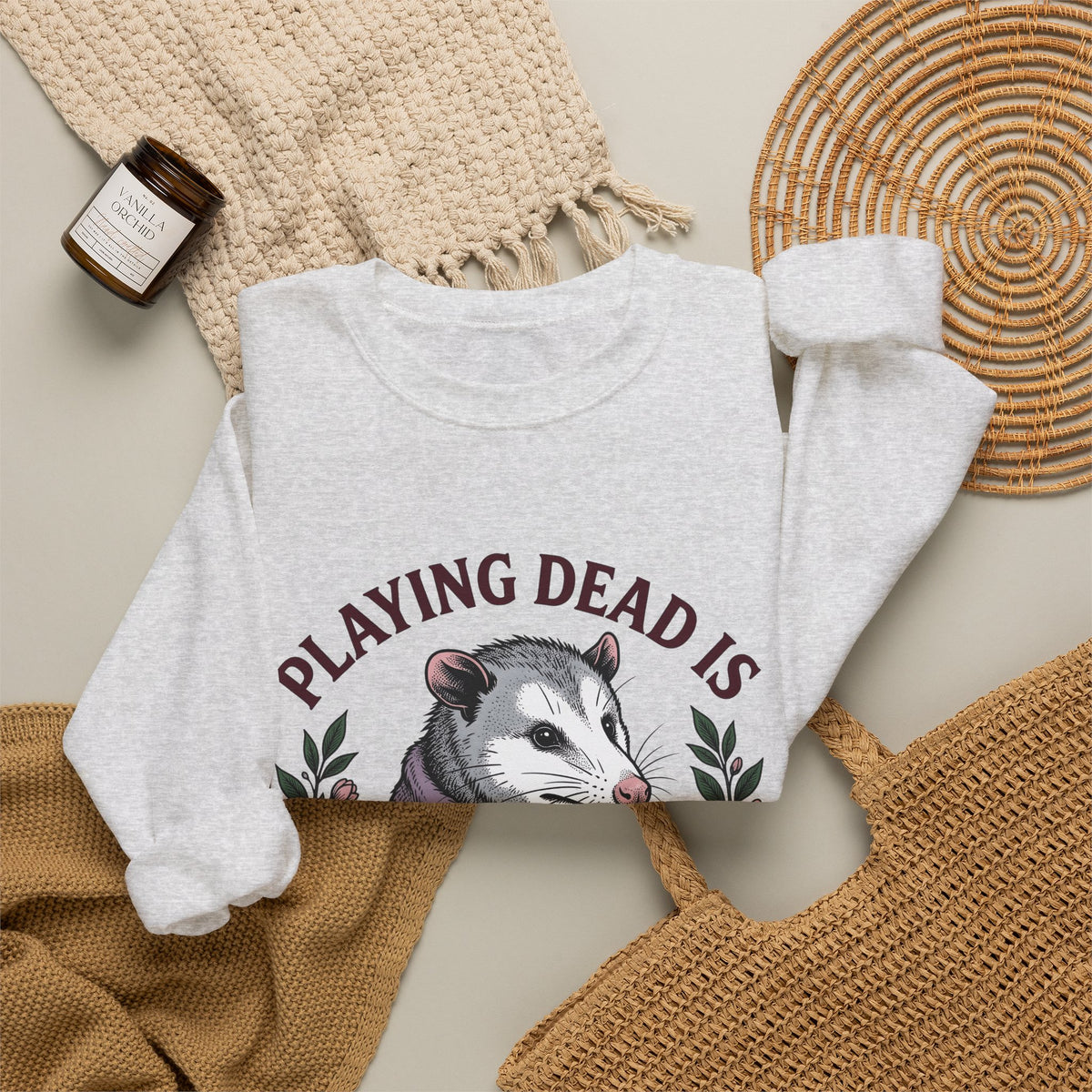 Possum Possum Critter Gift Line Opossum Possum Fan Drawing Old Fashioned Flower Bouquet Sweatshirt