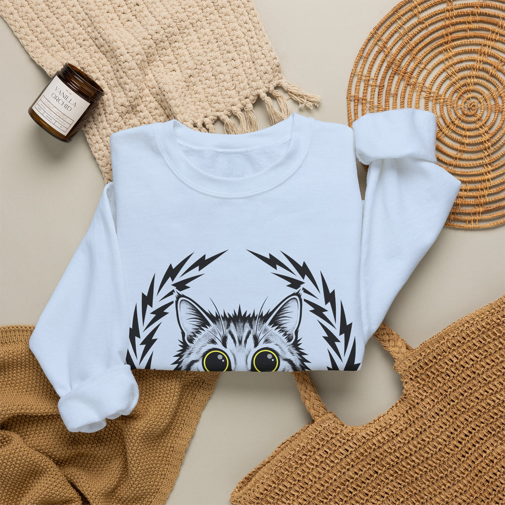 Striped Cat Cat Comedy Gift Modern Tabby Cat Feline Fan Retro Electric Sweatshirt