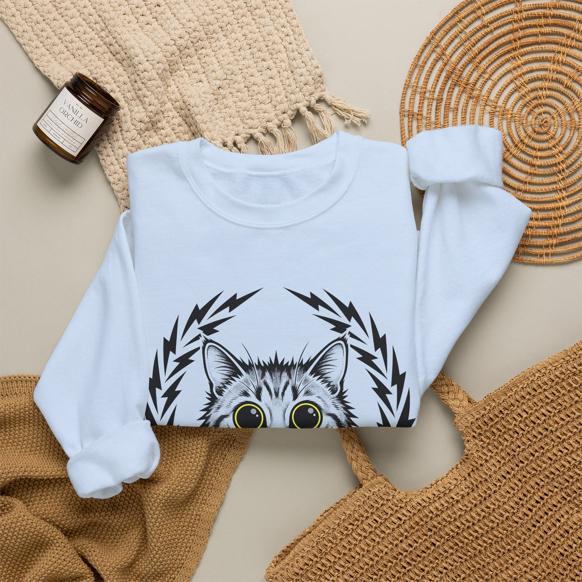 Striped Cat Cat Comedy Gift Modern Tabby Cat Feline Fan Retro Electric Sweatshirt