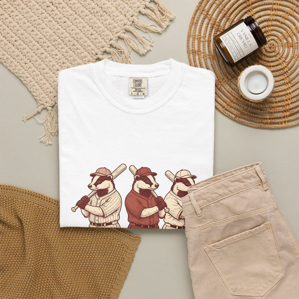 Badger Baseball Team T-Shirt Sports Fauna Gift Women Throwback T-Shirt Baseball T-Shirt Athlete Fan Baseball Retro T-Shirt Wildlife Graphic Line