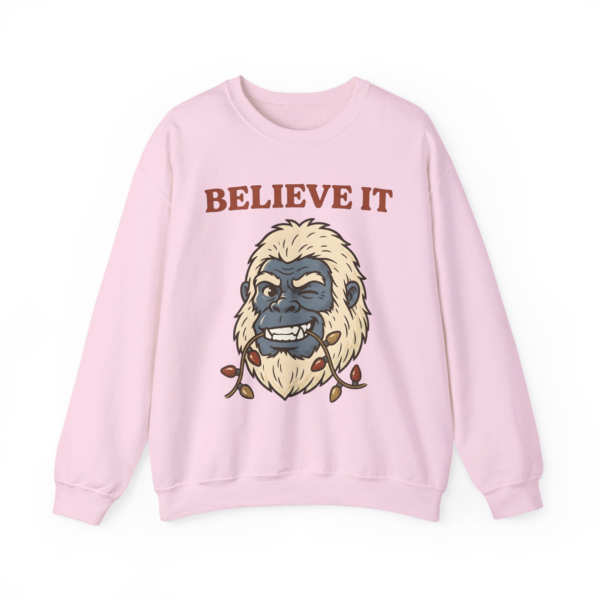 Abominable Snowman Face Sweatshirt Christmas Jokes Gift Women Comic Sweatshirt Yeti Sweatshirt Xmas Fan Cartoon Sweatshirt Pun Graphic Retro Holiday Lights