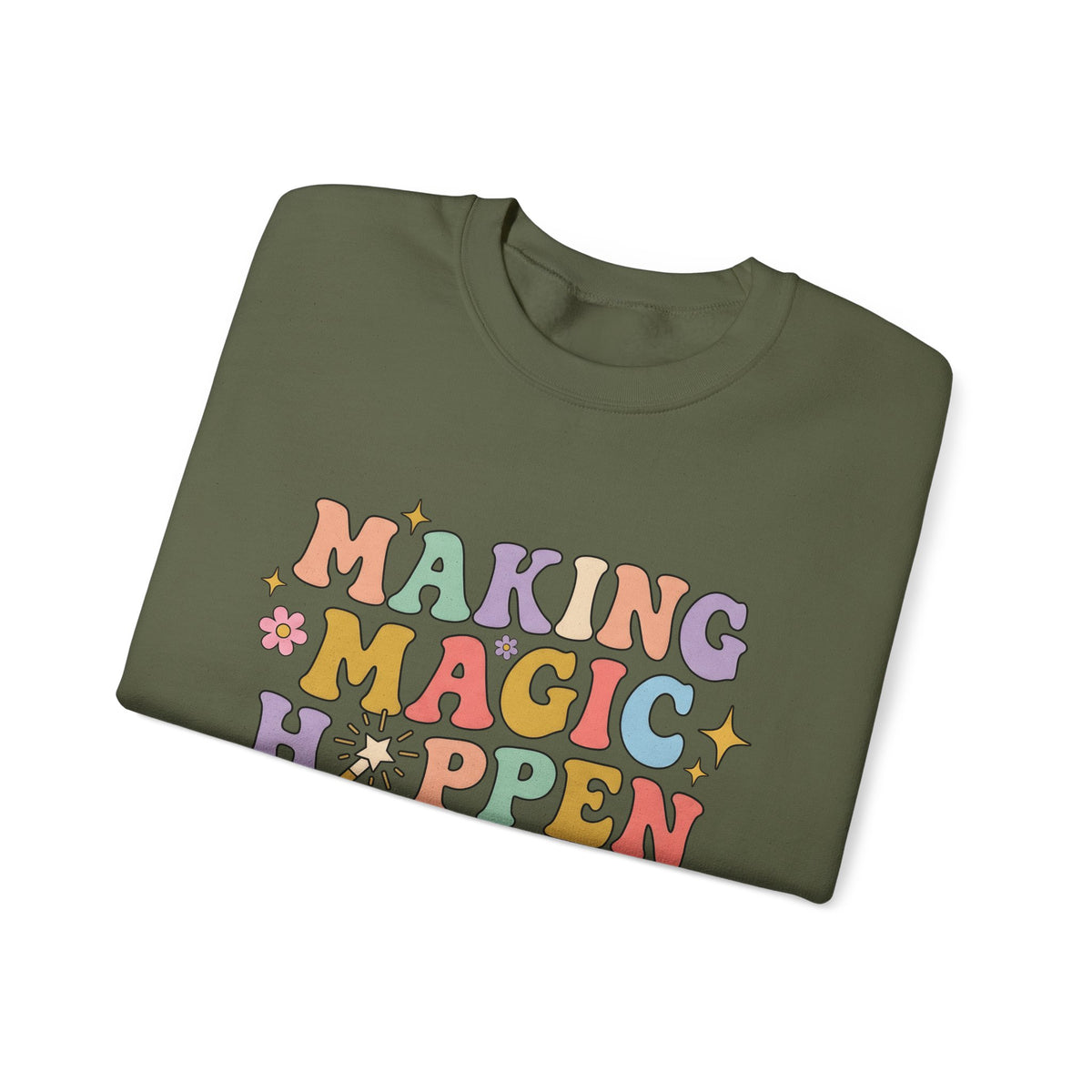 Enchanted Rod Design Sweatshirt Teachers Thanks Gift Women Line Art Sweatshirt Magic Wand Sweatshirt Educator Enthusiast Illustration Graphic Appreciation