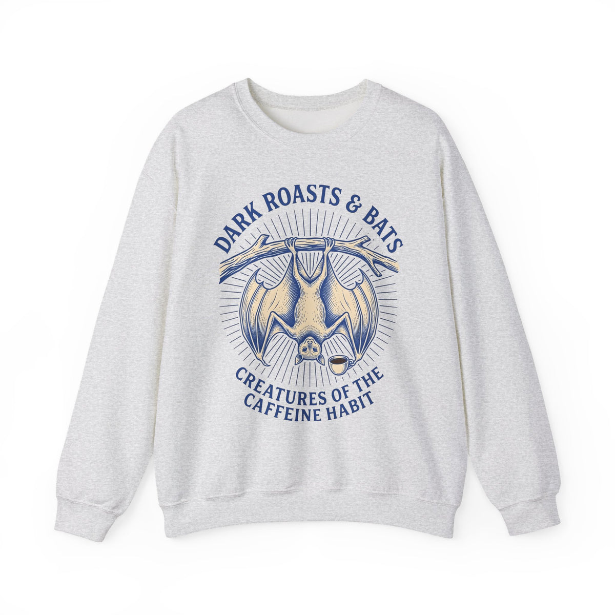Flying Bat Coffee Sweatshirt Coffee Fauna Gift Women Classic Sweatshirt Coffee Drink Sweatshirt Coffee Fan Wildlife Graphic Sweatshirt Line Art Perch Branch