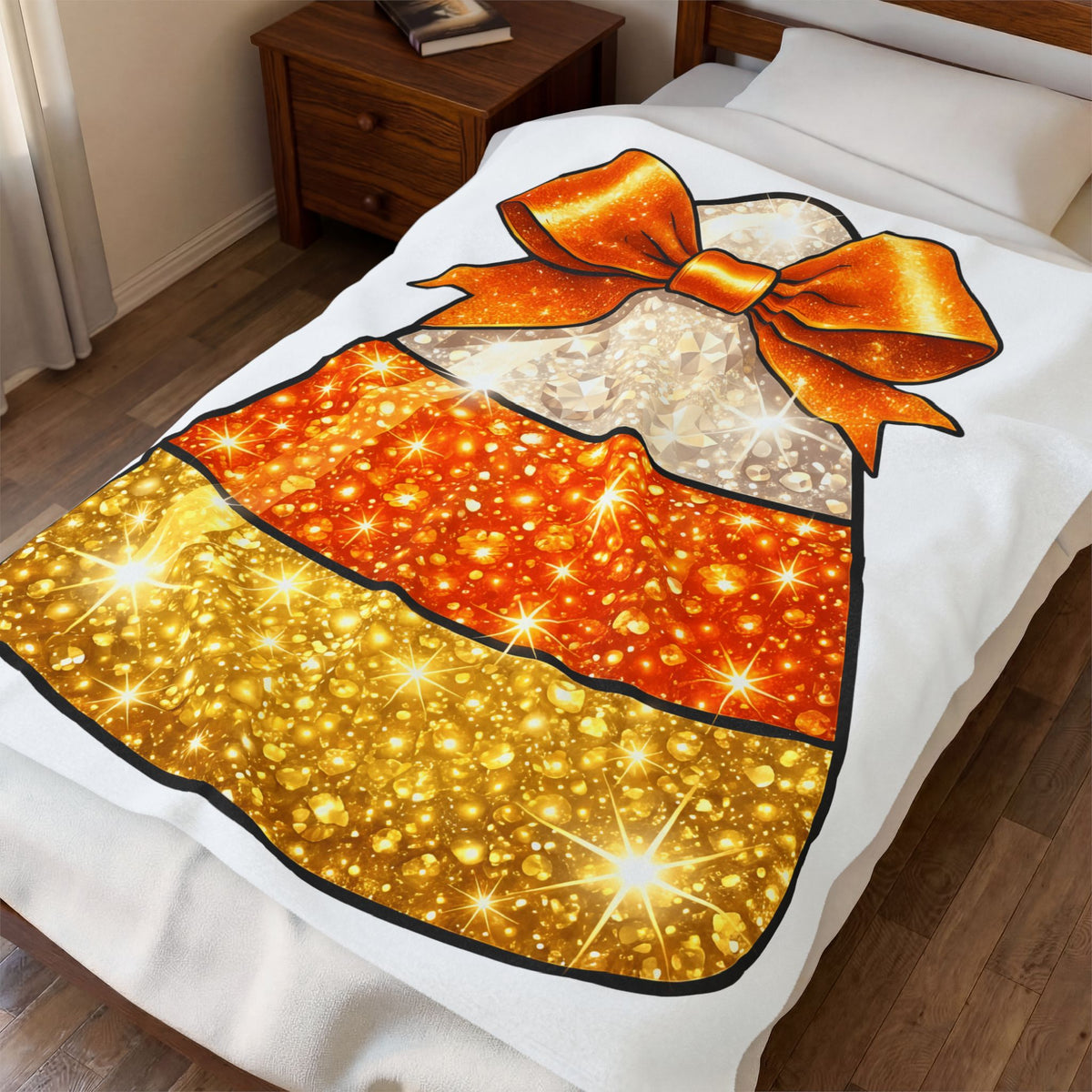 Candy Corn Blanket Halloween Candy Gift Women Glitter Blanket Triangular Corn Blanket Spooky Fan Sparkling Blanket Sweets Graphic Kawaii Bow Blanket