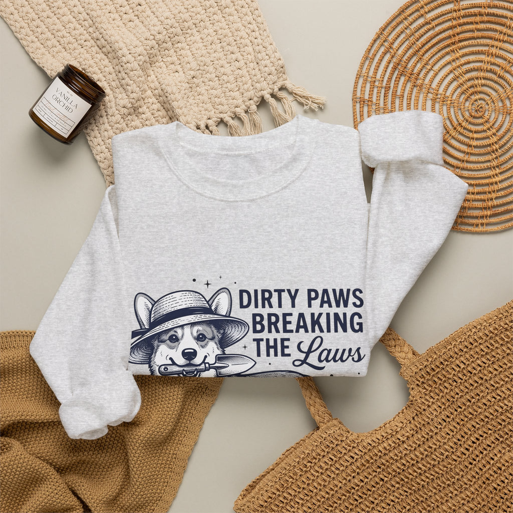 Corgi Canine Sweatshirt Dog Horticulture Gift Women Old School Sweatshirt Dog Sweatshirt Dog Fan Puppy Sweatshirt Gardening Graphic Outline Hand Shovel Sweatshirt