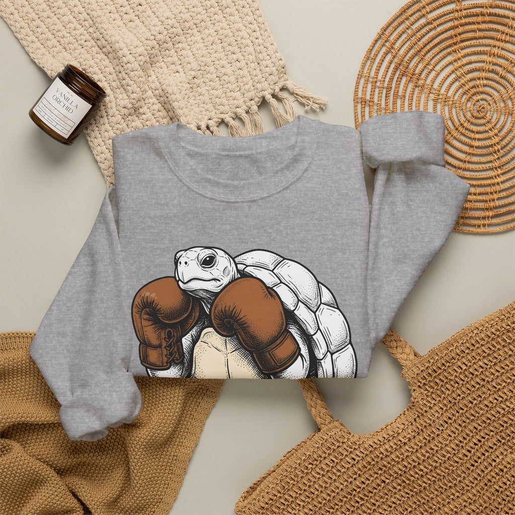 Turtle Punch Gloves Sweatshirt Sports Workout Gift Women Line Art Sweatshirt Boxing Gloves Sweatshirt Athlete Enthusiast Illustration Sweatshirt Fitness