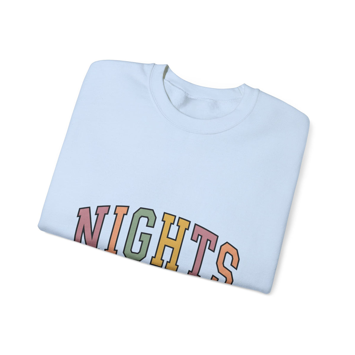 Varsity Lettering Design Sweatshirt Nurses Graveyard Shift Gift Women Pale Hues Sweatshirt Letterman Sweatshirt Nursing Enthusiast Pastel Sweatshirt Night