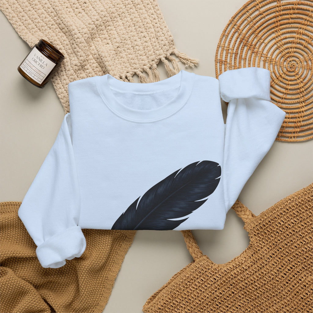 Feather Charm Sweatshirt Boho Chic Spiritual Gift Women Retro Sweatshirt Charm Sweatshirt Bohemian Enthusiast Vintage Sweatshirt Mystical Graphic Sketch Bow