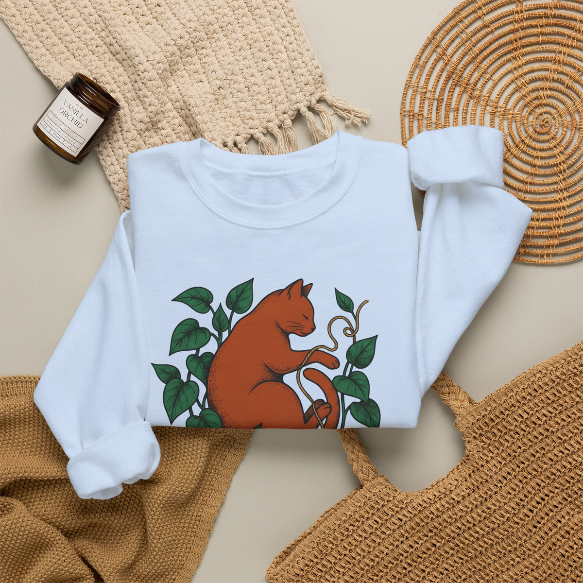 Cat Graphic Sweatshirt Cat Mom Animals Gift Women Hand Drawn Sweatshirt Kitten T