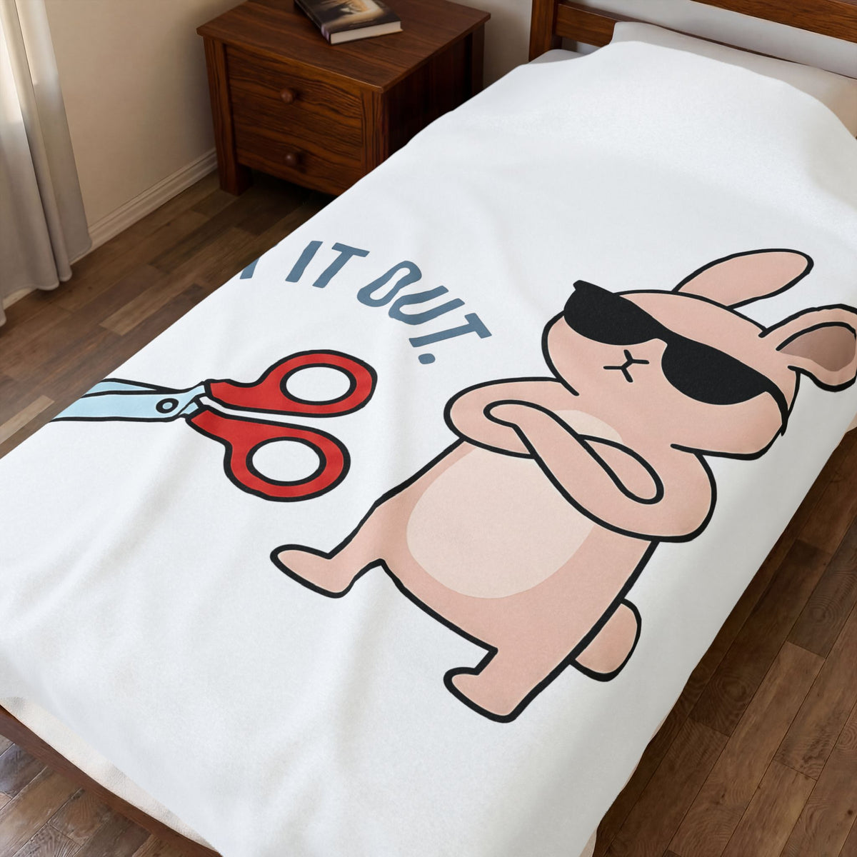 Bunny Sunglasses Blanket Teacher Humor Gift Women Cartoon Blanket Rabbit Shades Blanket Educator Enthusiast Comic Blanket Funny Graphic Minimalist