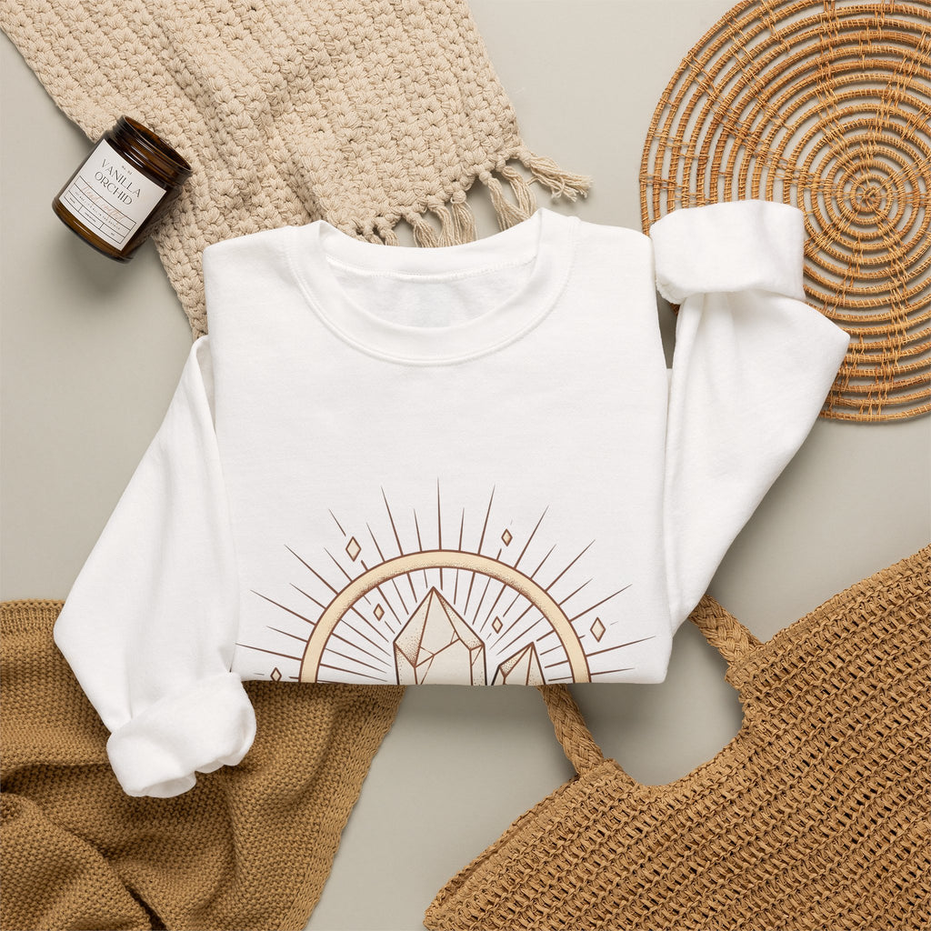 Quartz Cluster Sweatshirt Boho Chic Mystic Gift Women Bohemian Sweatshirt Crystal Cluster Sweatshirt Boho Fan Hippie Sweatshirt Spiritual Graphic Shabby Chic