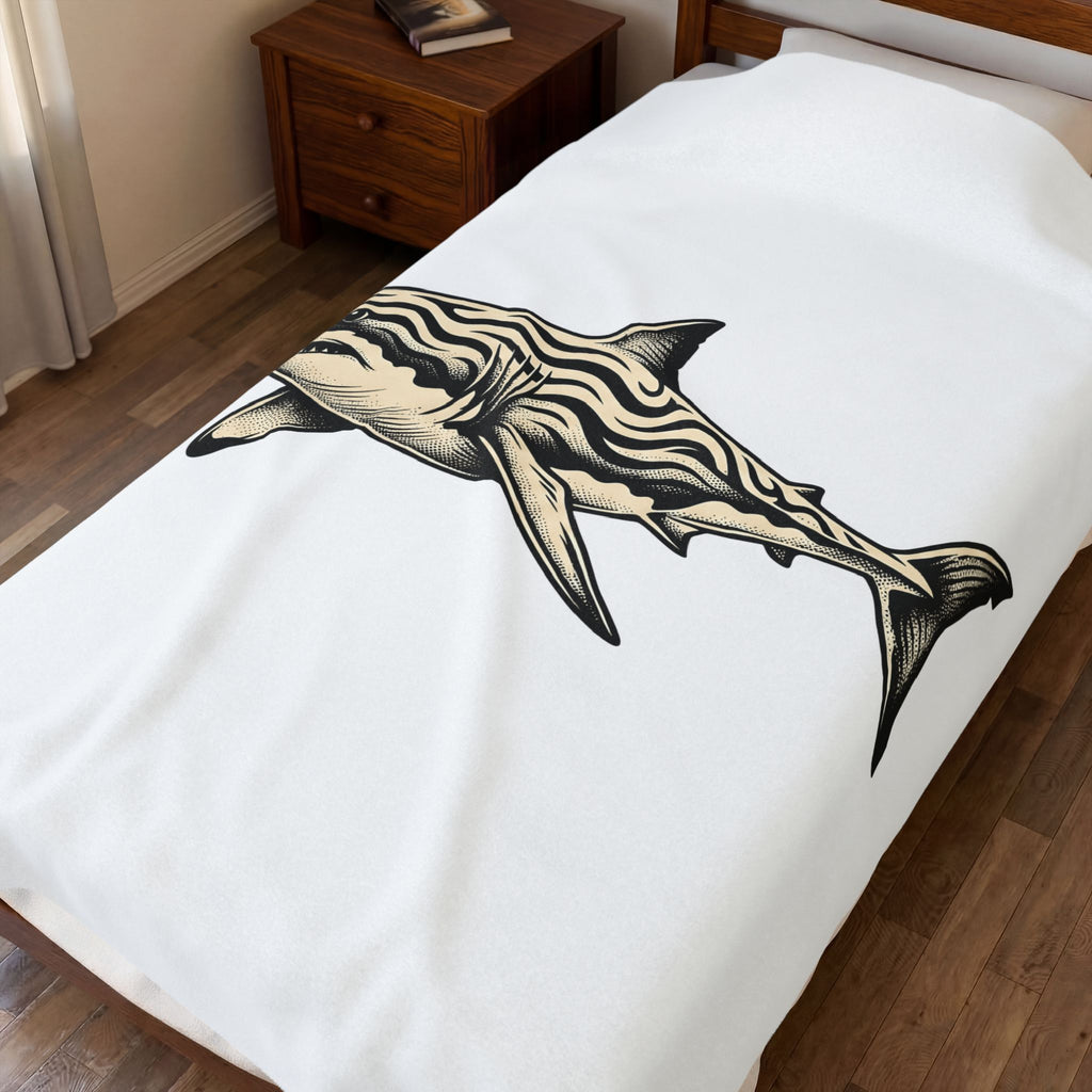Shark Blanket Ocean Creatures Gift Women Geometric Blanket Shark Blanket Marine Fan Abstract Blanket Wildlife Graphic Sketch Bands Blanket