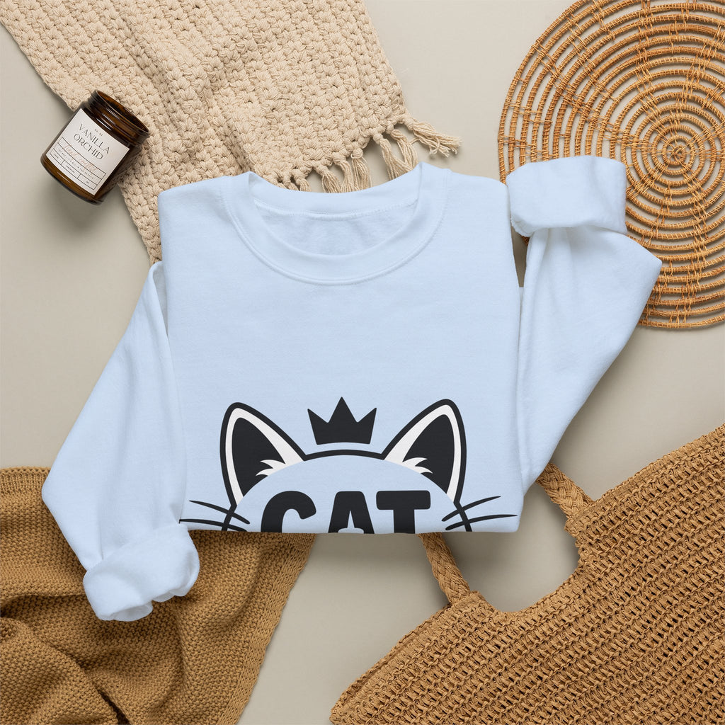 Cat Head Sweatshirt Cat Satire Gift Women Bright Graphic Sweatshirt Kitty Sweatshirt Cat Fan Feline Sweatshirt Parody Graphic Pared-Down Headpiece Sweatshirt