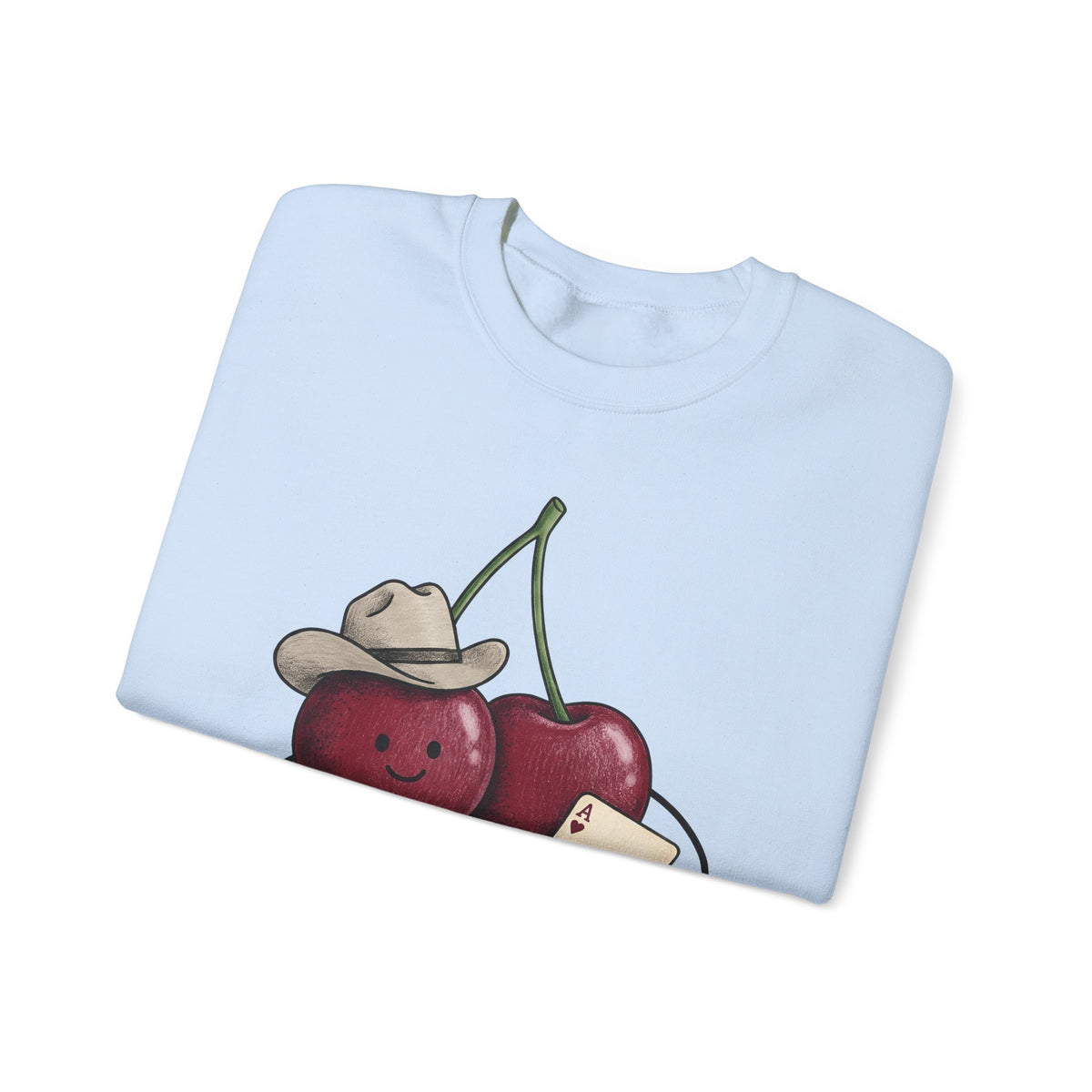 Cherry Western Sweatshirt Cowgirl Harvest Gift Women Playful Sweatshirt Western Wear Sweatshirt Rodeo Fan Whimsical Sweatshirt Autumn Graphic Doodle Poker Card