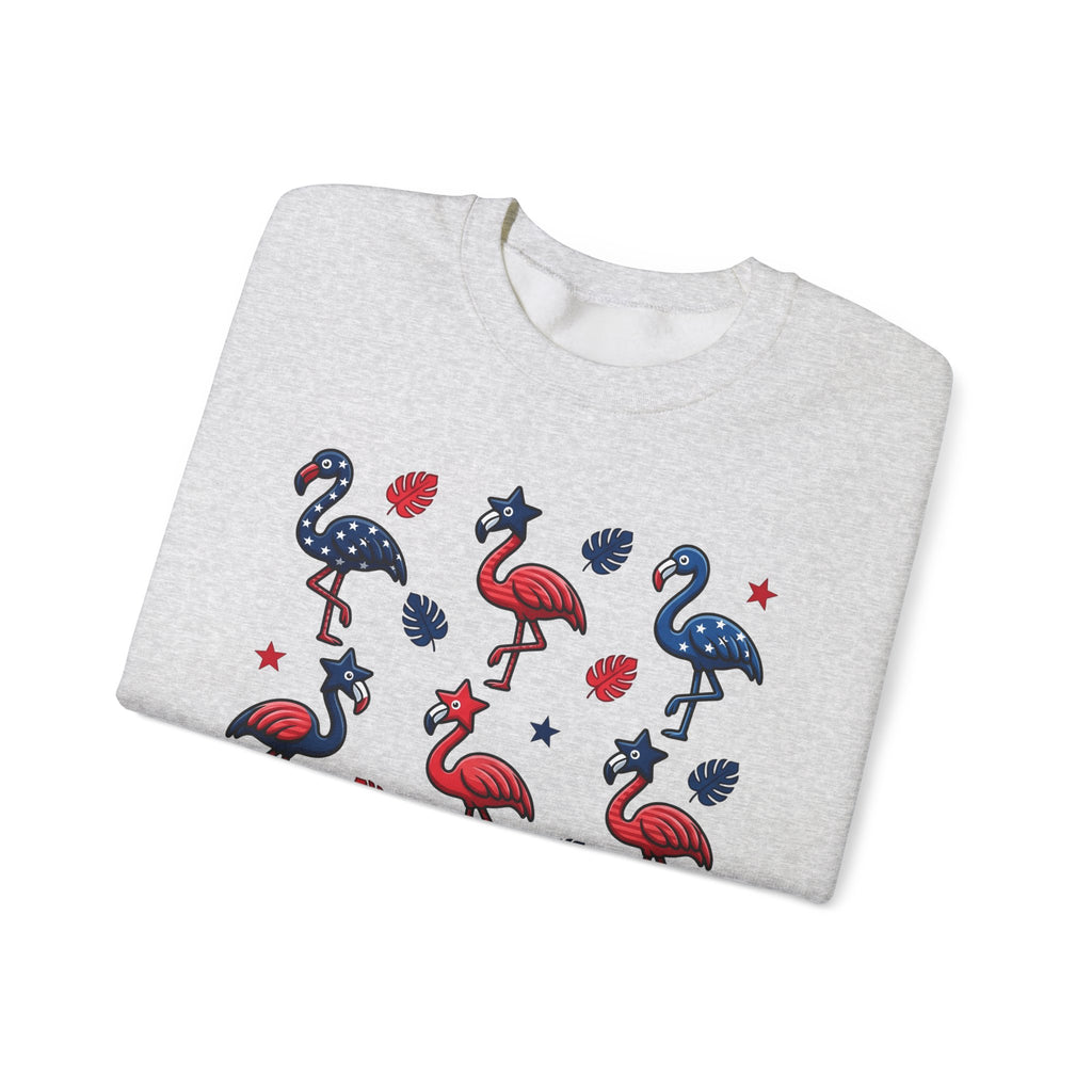 Flag Flamingo Sweatshirt 4th Of July Holiday Gift Women Cartoonish Sweatshirt Flamingo Sweatshirt Independence Day Fan Retro Sweatshirt Celebration Graphic Old