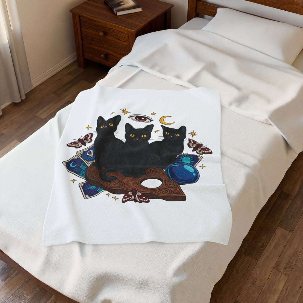 Black Cats Blanket Cat Witchcraft Gift Women Mystical Blanket Kitties Blanket Cat Fan Occult Graphic Blanket Vintage Tarot Cards Blanket