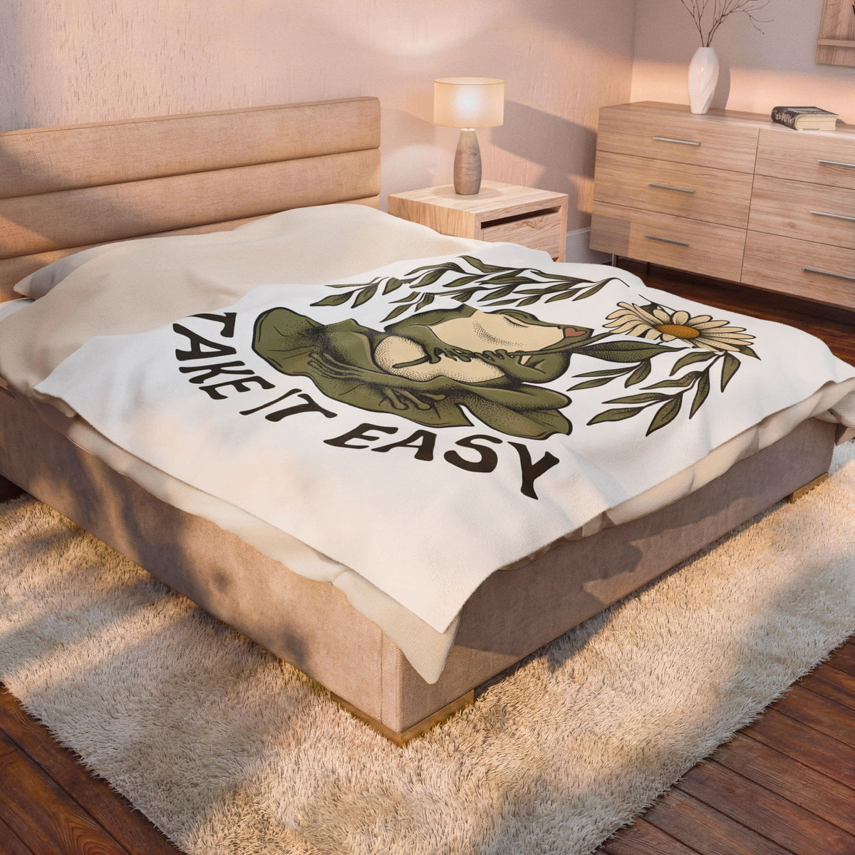 Frog Flower Cute Animal Gift Boho Toad T Blanket
