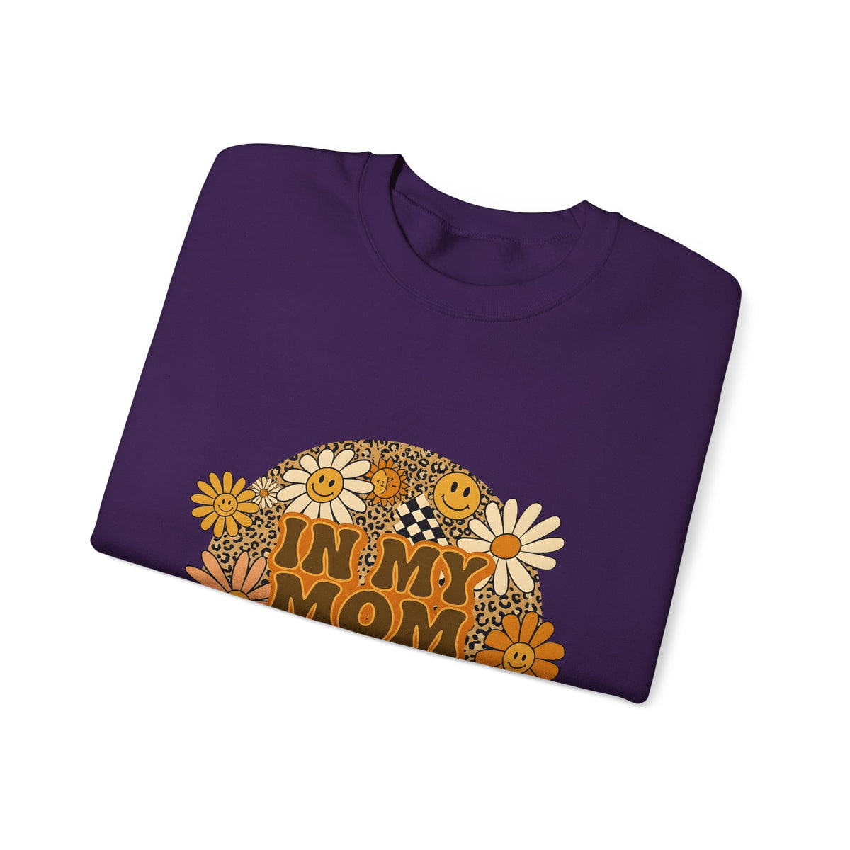 Smiley Flowers Sweatshirt Moms Aesthetic Gift Women Boho Sweatshirt Happy Face Sweatshirt Motherhood Enthusiast Hippie Sweatshirt Visual Design Retro Leopard