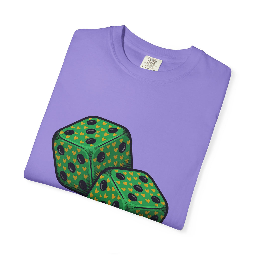 Green Dice T-Shirt St Patrick's Day Fortune Gift Women Vintage T-Shirt Dice T-Shirt Luck Enthusiast Retro T-Shirt Prosperity Graphic Retro Heart
