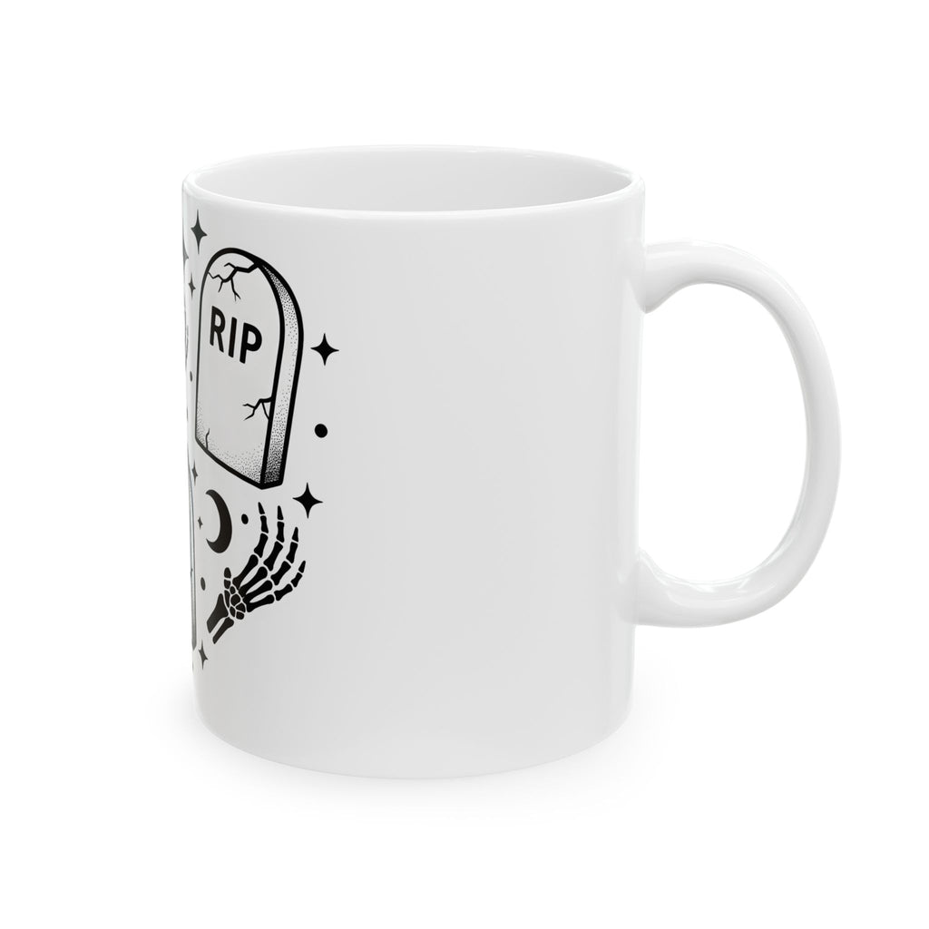 Grave Marker Design Mug Halloween Spooky Gift Women Ghostly Mug Tombstone Mug Horror Fan Macabre Mug Creepy