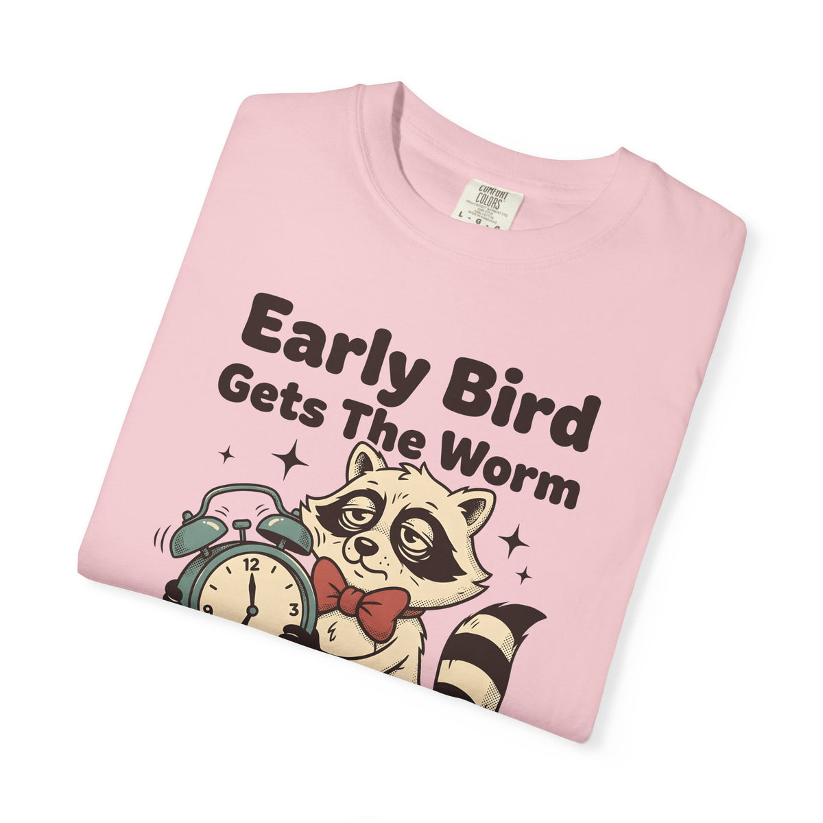 Raccoon Clock T-Shirt Funny Animal Gift Women Cartoon T-Shirt Clock T-Shirt Humor Fan Comic T-Shirt Wildlife Graphic Retro Stars T-Shirt