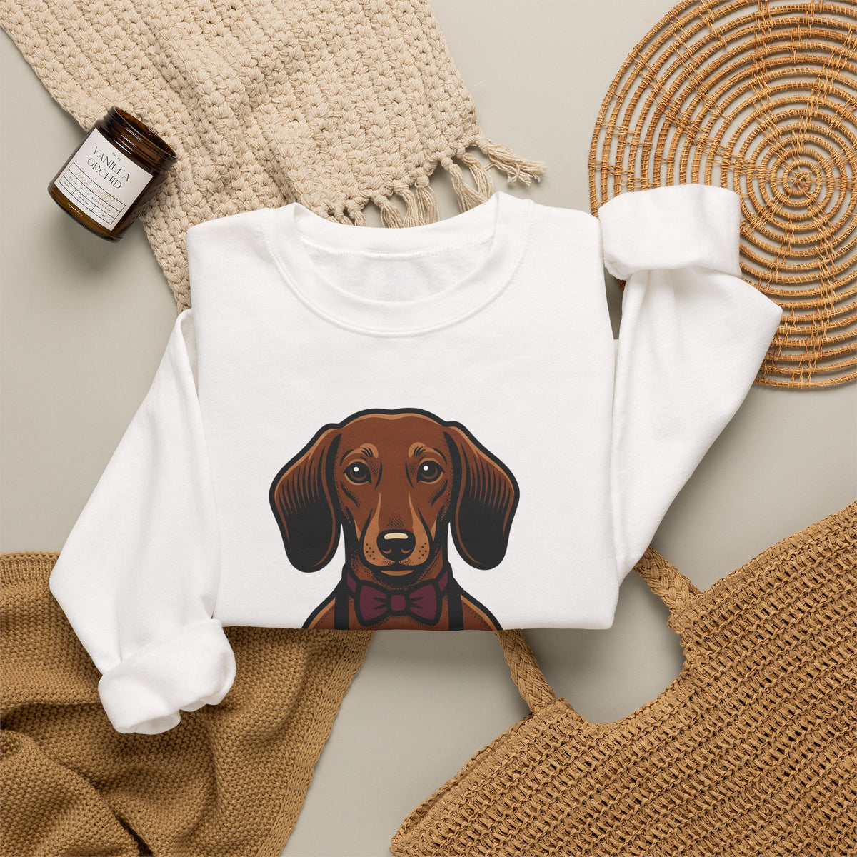 Dachshund Beer Sweatshirt Dog Humor Gift Women Cartoon Sweatshirt Wiener Dog Sweatshirt Dog Fan Comic Sweatshirt Funny Graphic Vintage Bow Tie Sweatshirt