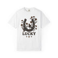 Horseshoe Blossom T-Shirt Cowgirl Bohemian Gift Women Sketch T-Shirt Lucky Clover T-Shirt Cowgirl Fan Hand Drawn T-Shirt Hippie Graphic Prairie