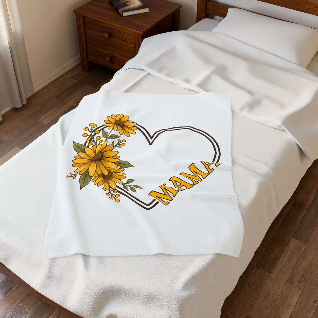 Sunflower Heart Blanket Moms Floral Gift Women Boho Blanket Sunflower Blanket Motherhood Enthusiast Hippie Blanket Floral Graphic Vintage Leaves