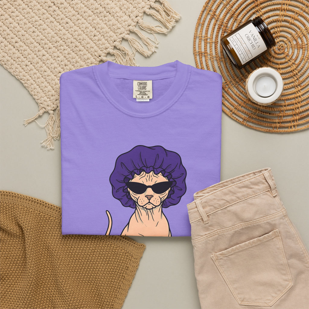 Hairless Cat T-Shirt Cat Creature Gift Women Illustration T-Shirt Sphynx T-Shirt Cat Fan Drawing T-Shirt Monster Graphic Classic Bunny Feet T-Shirt