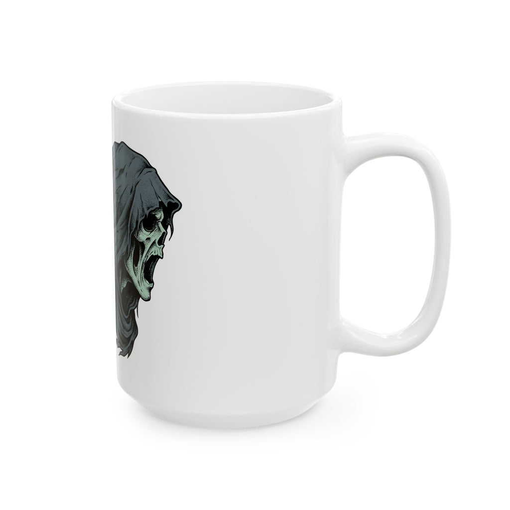 Skeleton Skull Mug Halloween Scary Gift Women Gothic Mug Skull Mug Horror Fan Dark Mug Fright Graphic Hand Drawn Ripped Cloak