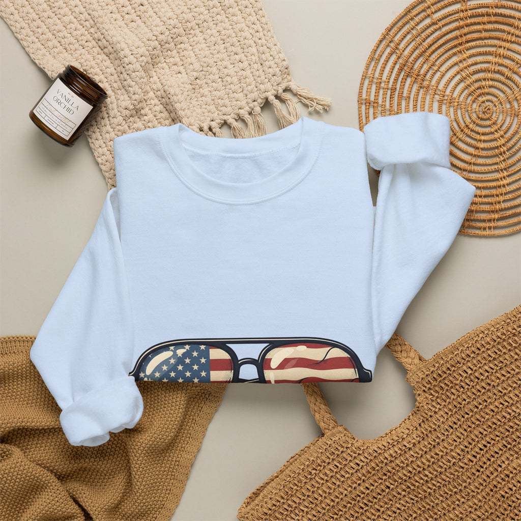 Sunglass Aviators Sweatshirt 4th Of July Freedom Gift Women Hand Drawn Sweatshirt Shades Sweatshirt Independence Day Fan Illustrated Sweatshirt Liberty Graphic
