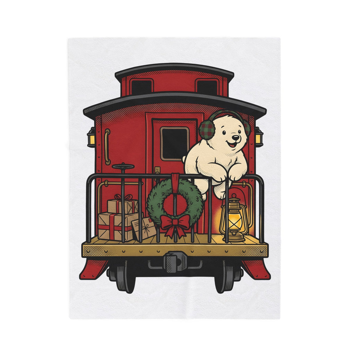 Ice Bear Train Blanket Christmas Fauna Gift Women Sketch Blanket Polar Bear Blanket Christmas Fan Polar Creature Graphic Line Art Ring Blanket