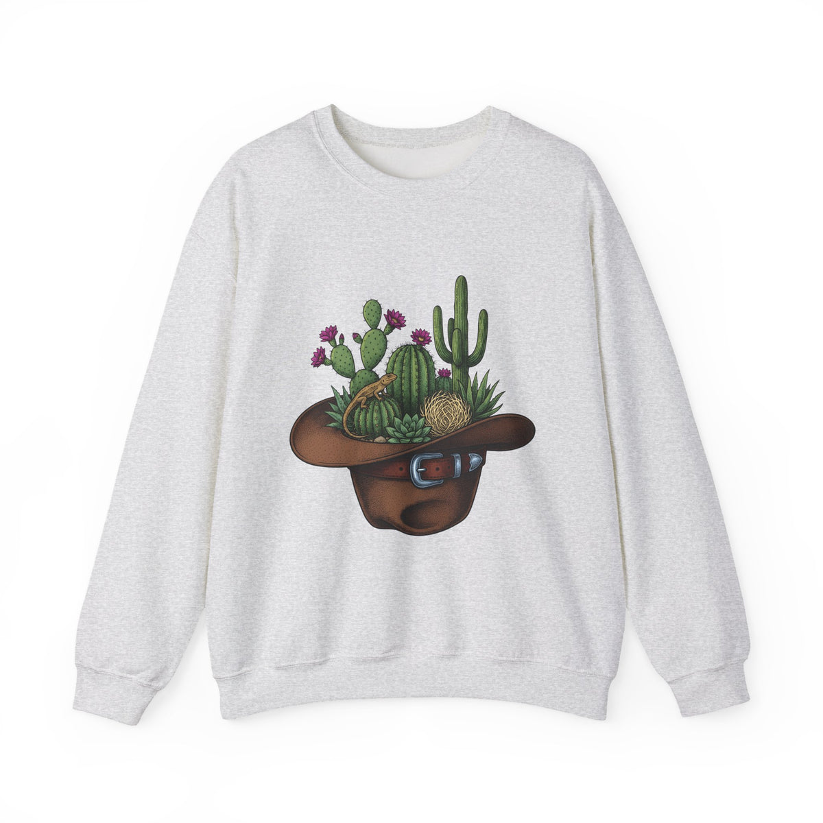 Western Hat Cactus Sweatshirt Cowgirl Cowboy Gift Women Rustic Sweatshirt Saguaro Sweatshirt Rodeo Fan Country Sweatshirt Cowboy Graphic Retro Reptile Sweatshirt