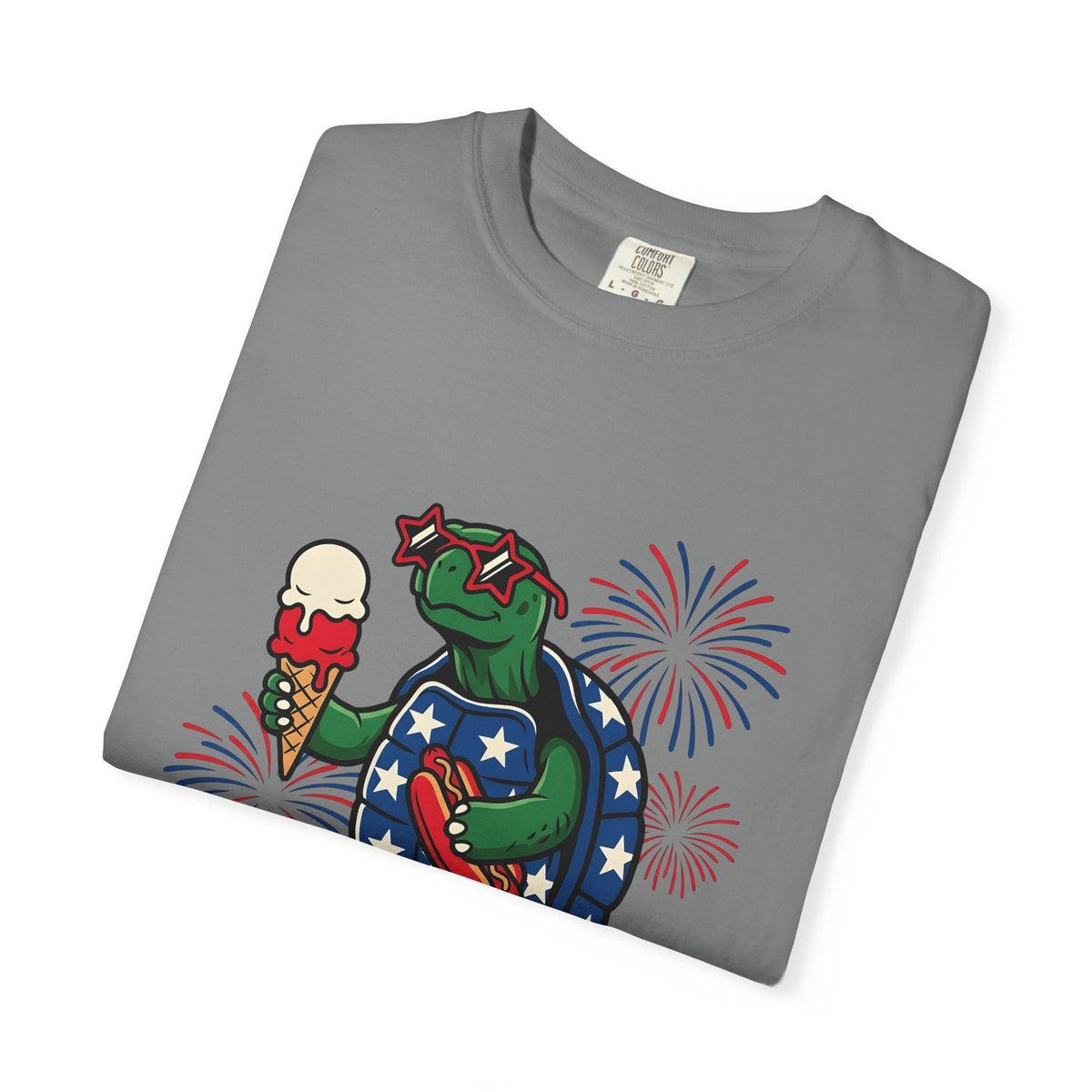 Usa Turtle T-Shirt 4th Of July Vacation Gift Women Fun T-Shirt Terrapin T-Shirt Independence Day Fan Retro T-Shirt Holiday Graphic Old School