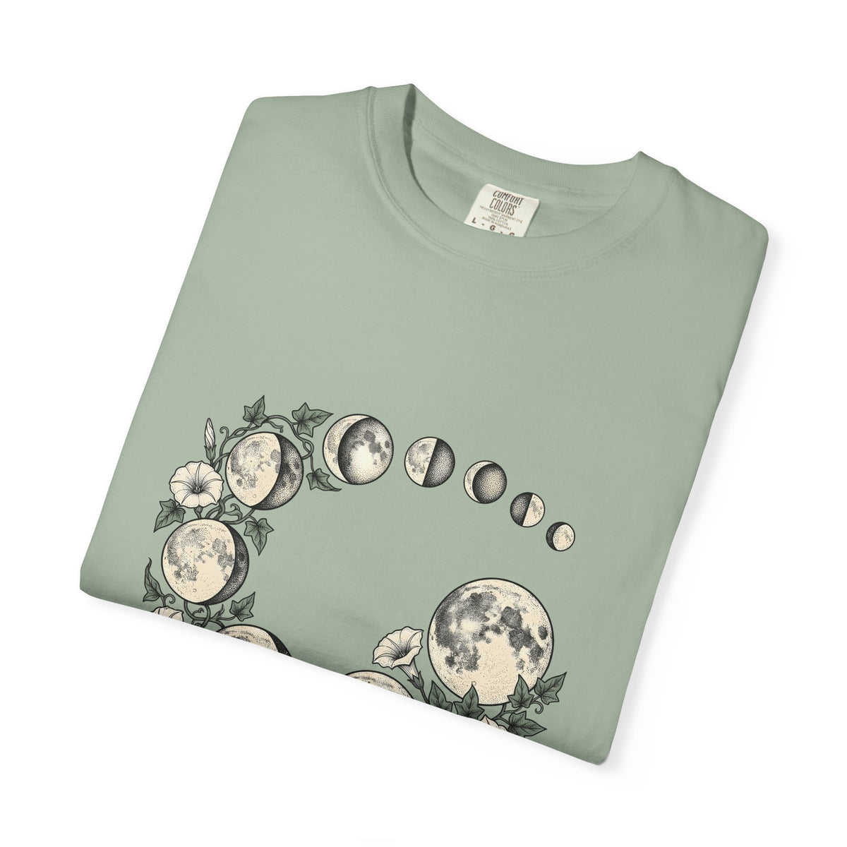 Moon Phases T-Shirt Boho Chic Celestial Gift Women Botanical T-Shirt Lunar Cycle T-Shirt Hippie Fan Floral T-Shirt Astrology Graphic Vintage