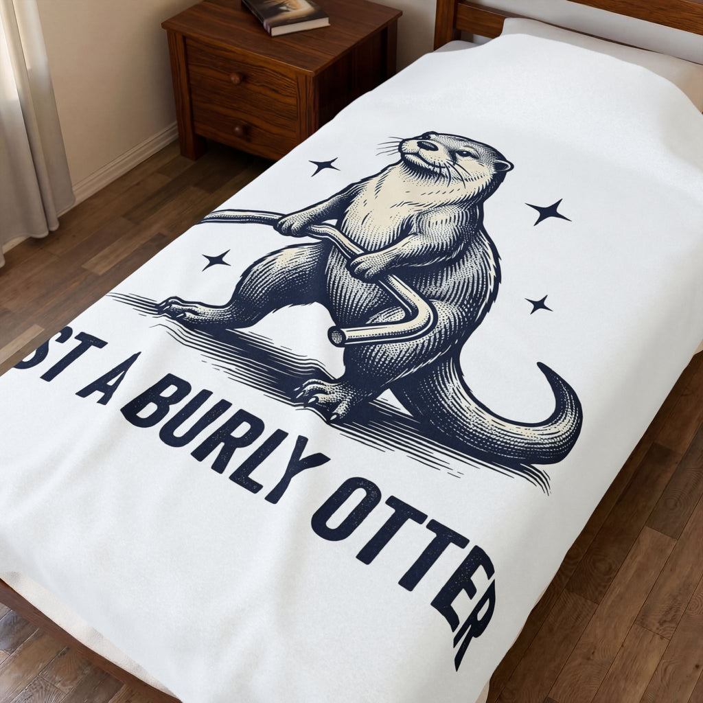 Strong Otter Blanket Funny Animal Gift Women Vintage Blanket Otter Blanket Humor Fan Retro Blanket Wildlife Graphic Hand Drawn Stars Blanket