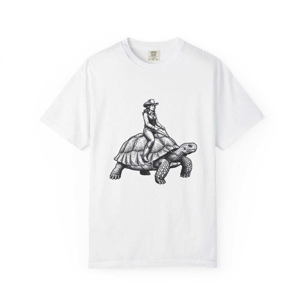 Cowgirl Riding Tortoise T-Shirt Cowgirl Western Gift Women Vintage T-Shirt Cowgirl Riding Turtle T-Shirt Rodeo Fan Retro T-Shirt Western Design
