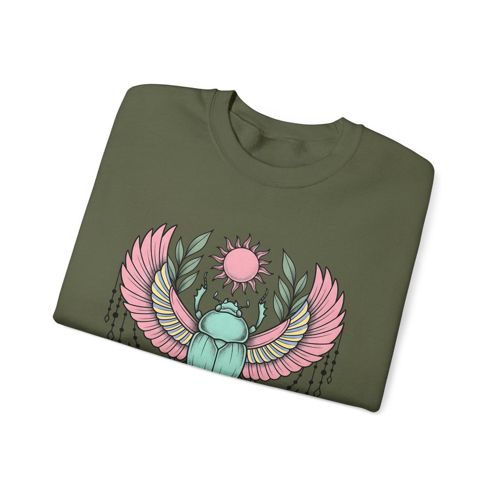 Scarab Bug Boho Chic Metaphysical Gift Tribal Beetle Bohemian Enthusiast Primitive Spiritual Sweatshirt