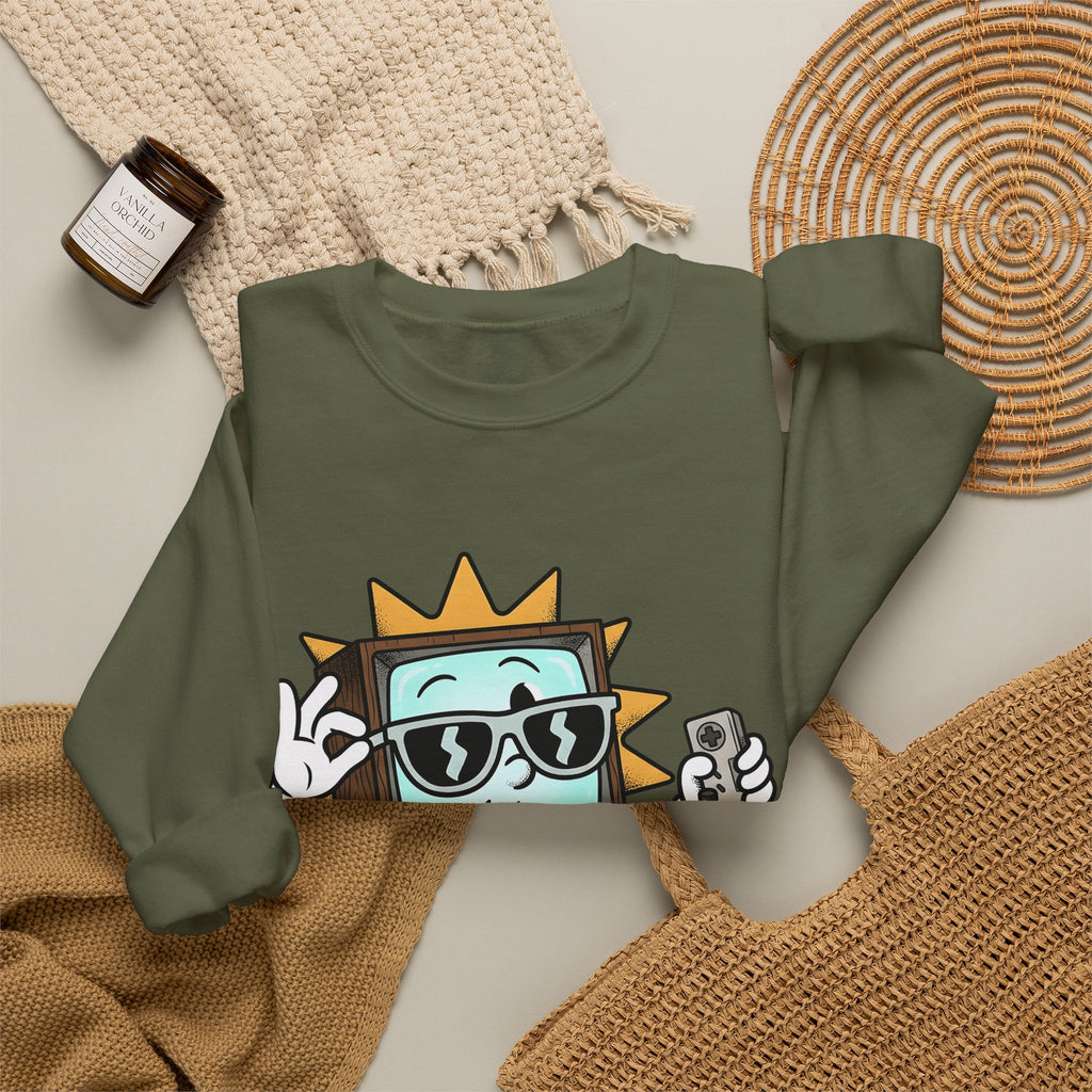 Vintage Tv Figure Sweatshirt Cute Console Gift Women Comic Sweatshirt Retro Tv Character Sweatshirt Adorable Fan Cartoon Sweatshirt Controller Graphic Classic