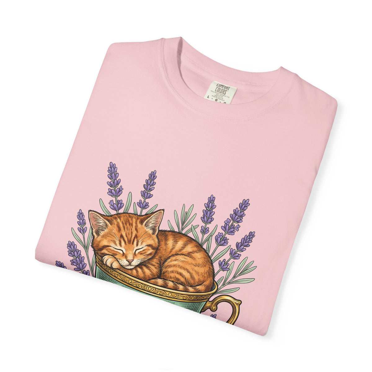 Kitten Cup T-Shirt Cat Garden Gift Women Line Art T-Shirt Cat T-Shirt T-Shirt Cat Fan Feline Graphic T-Shirt Floral Design Hand Painted Flower T-Shirt