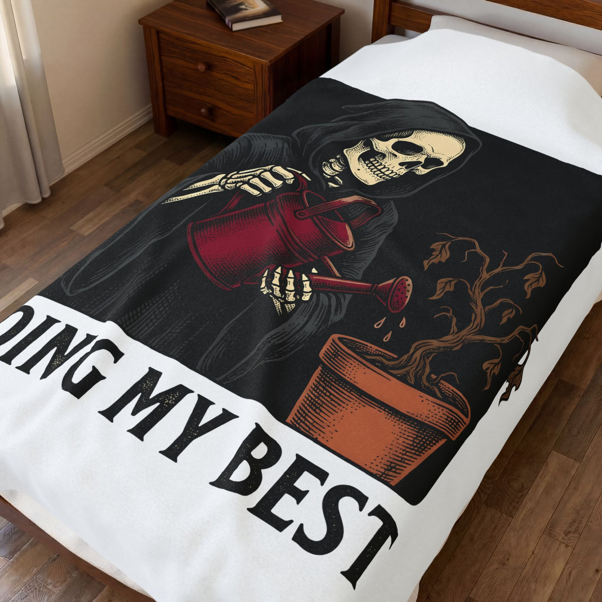Dark Reaper Blanket Boho Chic Spooky Gift Women Retro Blanket Grim Reaper Blanket Bohemian Fan Vintage Blanket Horror Graphic Throwback Flower