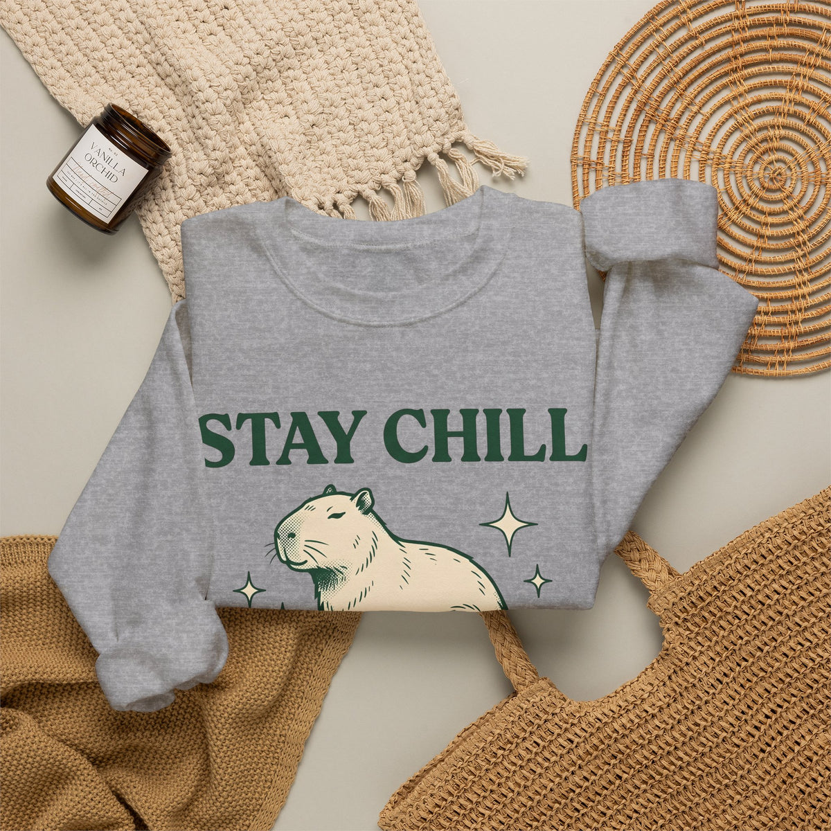 Capybara Sweatshirt Capybara Creatures Gift Women Sketch Sweatshirt Rodent Sweatshirt Capybara Fan Guinea Pig Sweatshirt Animal Graphic Cartoon Lotus Leaf