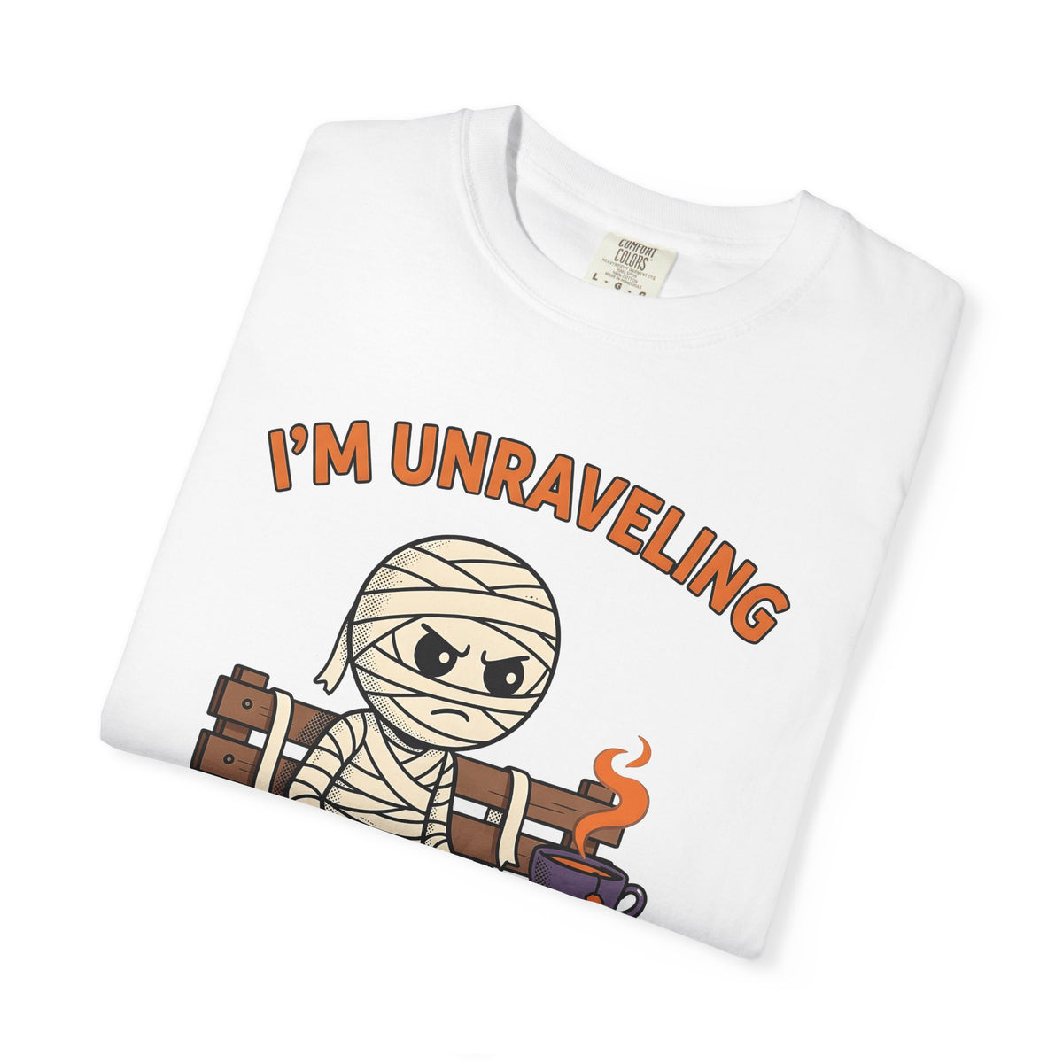 Mummy Halloween Joke Gift Comic Wrap Horror Fan Cartoon Pun Retro Teacup T-Shirt