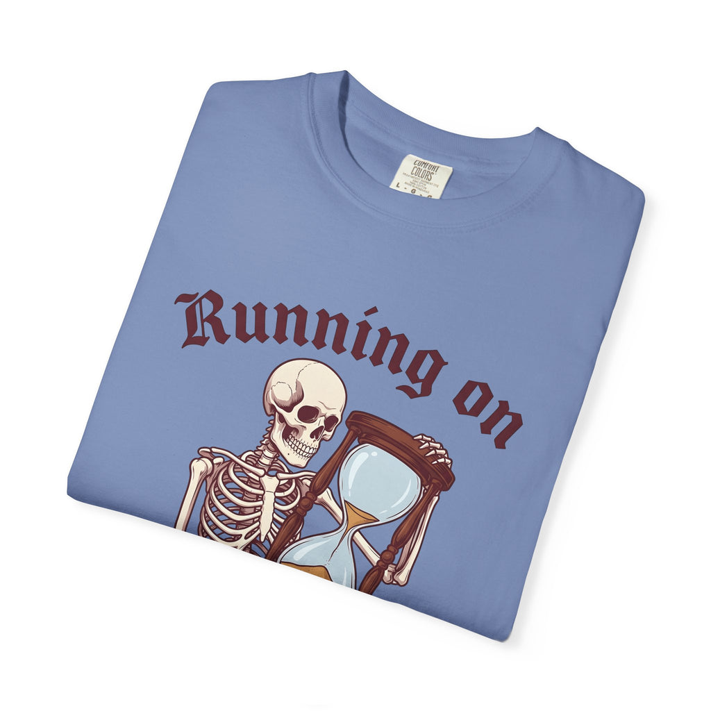 Skeleton Hourglass T-Shirt Funny Goth Gift Women Cartoon T-Shirt Timeglass T-Shirt Humor Fan Comic T-Shirt Dark Graphic Vintage Sand T-Shirt