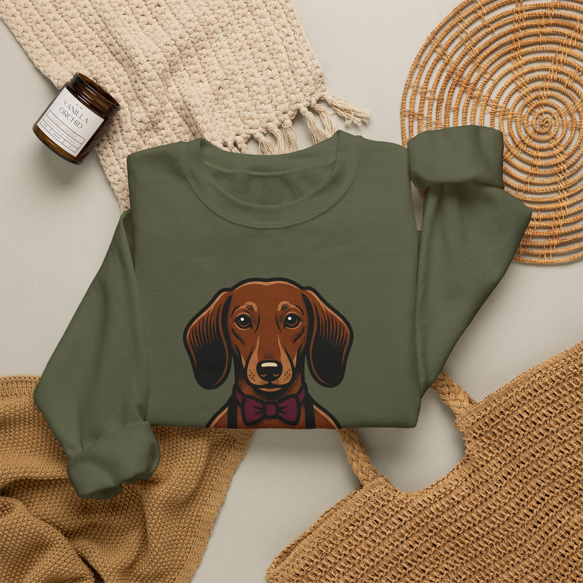 Dachshund Beer Sweatshirt Dog Humor Gift Women Cartoon Sweatshirt Wiener Dog Sweatshirt Dog Fan Comic Sweatshirt Funny Graphic Vintage Bow Tie Sweatshirt