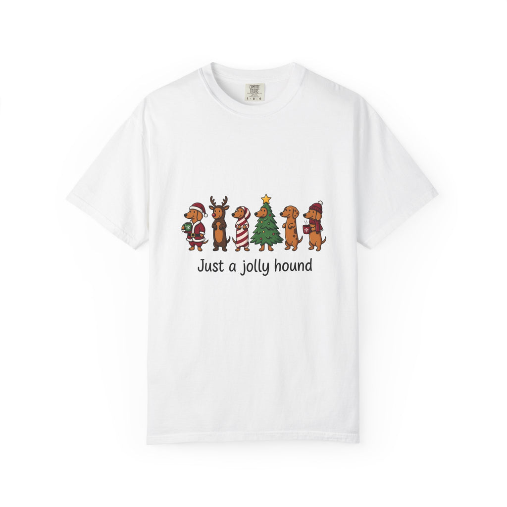 Dachshund Puppy T-Shirt Christmas Pet Gift Women Comic T-Shirt Wiener Dog T-Shirt Xmas Fan Cartoon T-Shirt Animal Graphic Sketch Festive Outfit