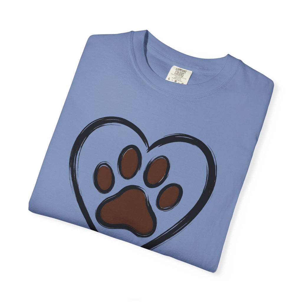 Dog Paw Heart T-Shirt Dog Mom Animal Gift Women Hand Drawn T-Shirt Paw Print T-Shirt Dog Mom Fan Illustrated T-Shirt Creature Graphic Minimalist